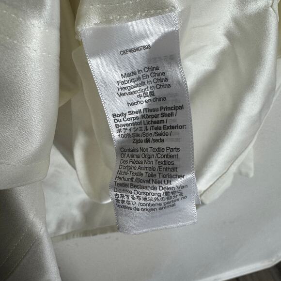 Madewell Silk Utility-Pocket Button-Up Shirt WMNS S Cream Oversized Long Sleeve - Picture 8 of 10